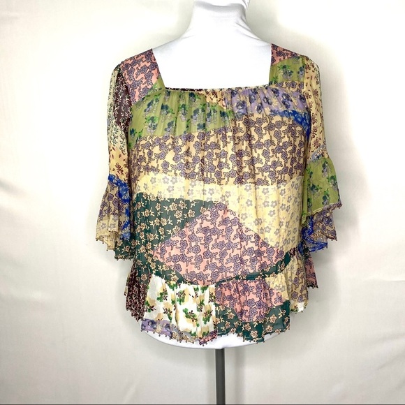 NWT Anthropologie FLOREAT Floral Top Patchwork Beaded Fairycore Cottagecore XS - Picture 13 of 13